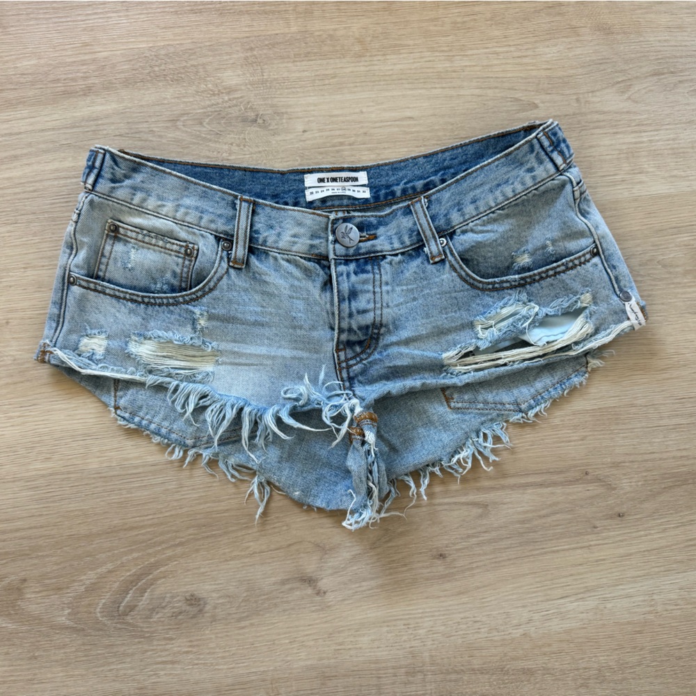 One Teaspoon Light Blue Denim Shorts